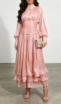 Klarika Pink Long Sleeve Maxi Dress Flowering Girl