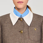 Setlla Houndstooth Suit Jacket In Brown Flowering Girl