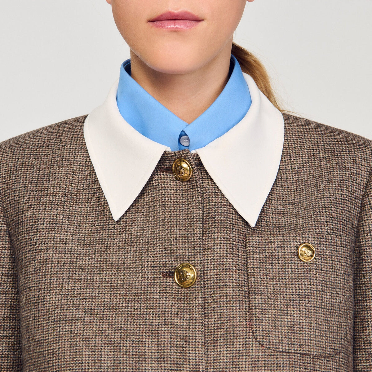 Setlla Houndstooth Suit Jacket In Brown Flowering Girl