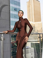 Long Sleeve Twisted Maxi Dress Flowering Girl