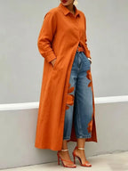 Long Shirt Paired With a Floral Wide-Leg Denim Trouser Set Flowering Girl