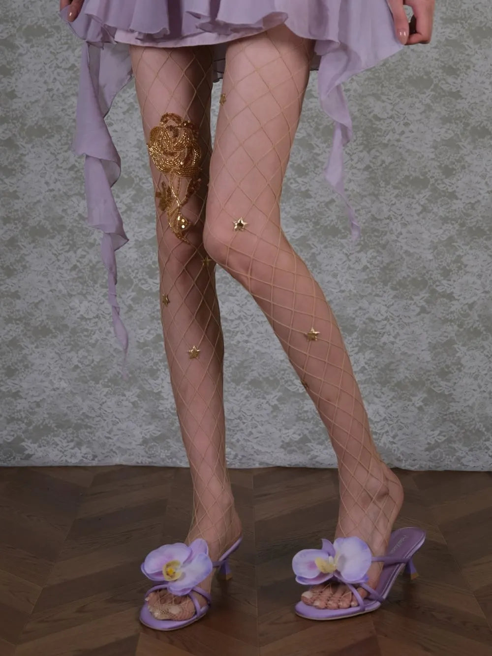 Marney Gold Flower Tights Flowering Girl