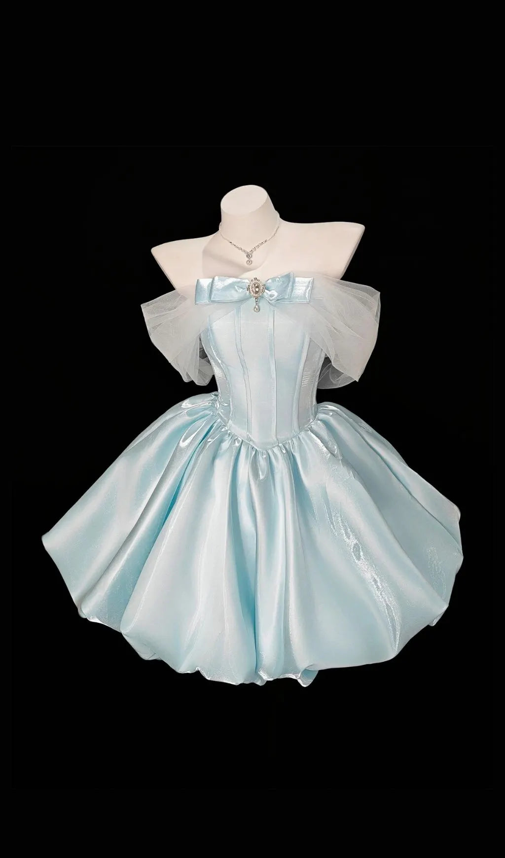 Krysten Blue Corset Mesh Shoulder Mini Dress Flowering Girl