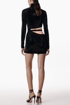 Viveka Crystal Embellshed Cutout Mini Dress Flowering Girl