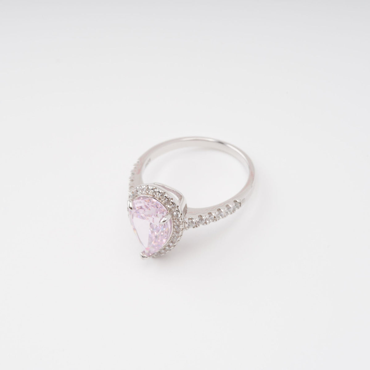 Éclat Pink Pear Shaped Gemstone Sterling Silver Ring Flowering Girl