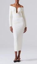 Coryn White Long Sleeve Midi Dress Flowering Girl