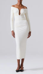 Coryn White Long Sleeve Midi Dress Flowering Girl