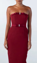 Drea Red Strapless Midi Dress Flowering Girl