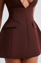 Suri Mini Dress - Brown Flowering Girl