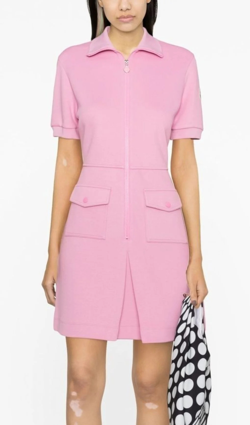 PINK FRONT SLIT ZIPPED MINI DRESS Flowering Girl