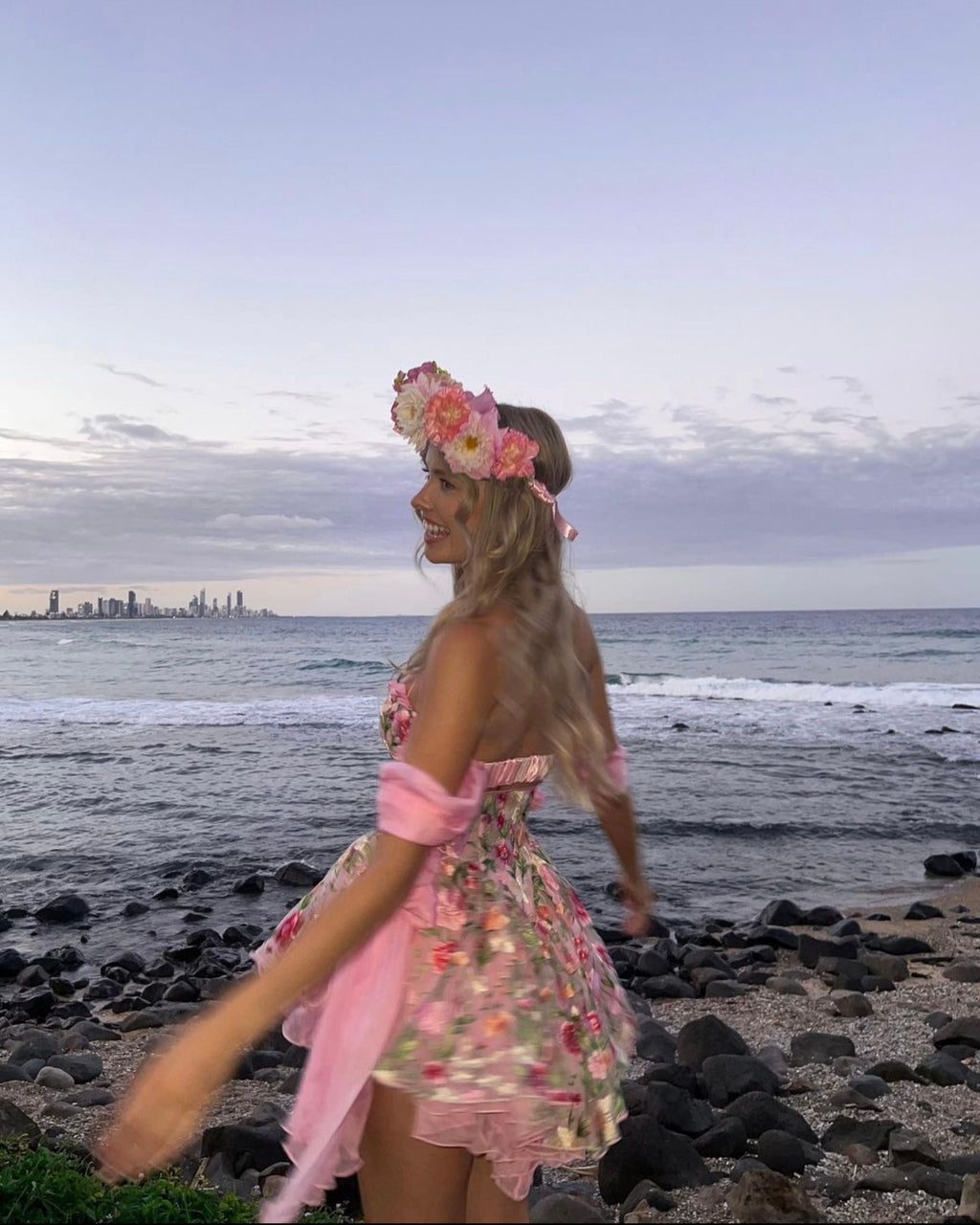 The Rosetta Silk Mini Dress Flowering Girl