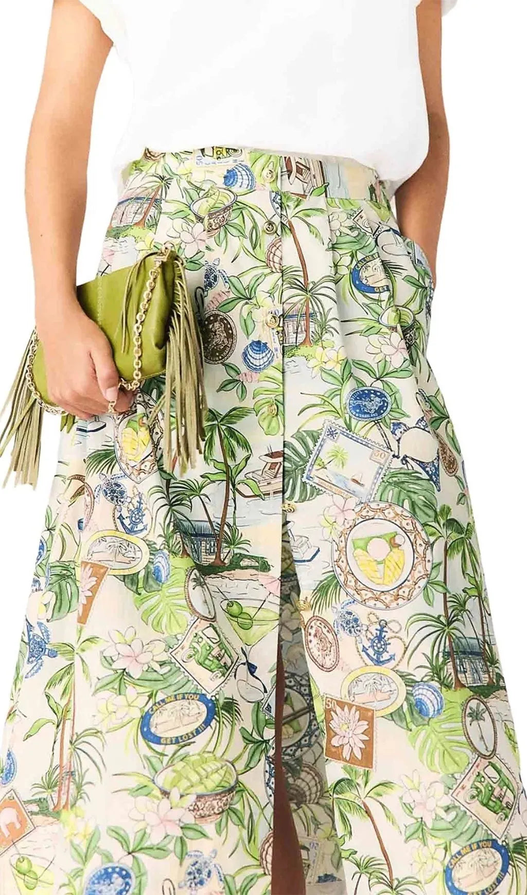 Printed Maxi Skirt with Shorts Flowering Girl