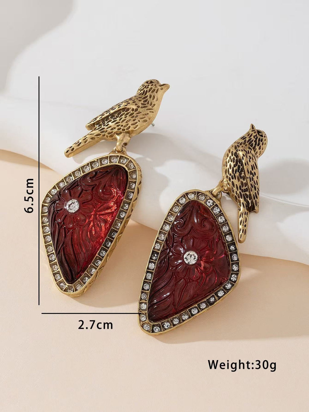 Vintage Antique Gold Bird Dangle Earrings Flowering Girl