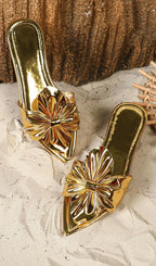 Kyri Gold Bow Sandals Flowering Girl