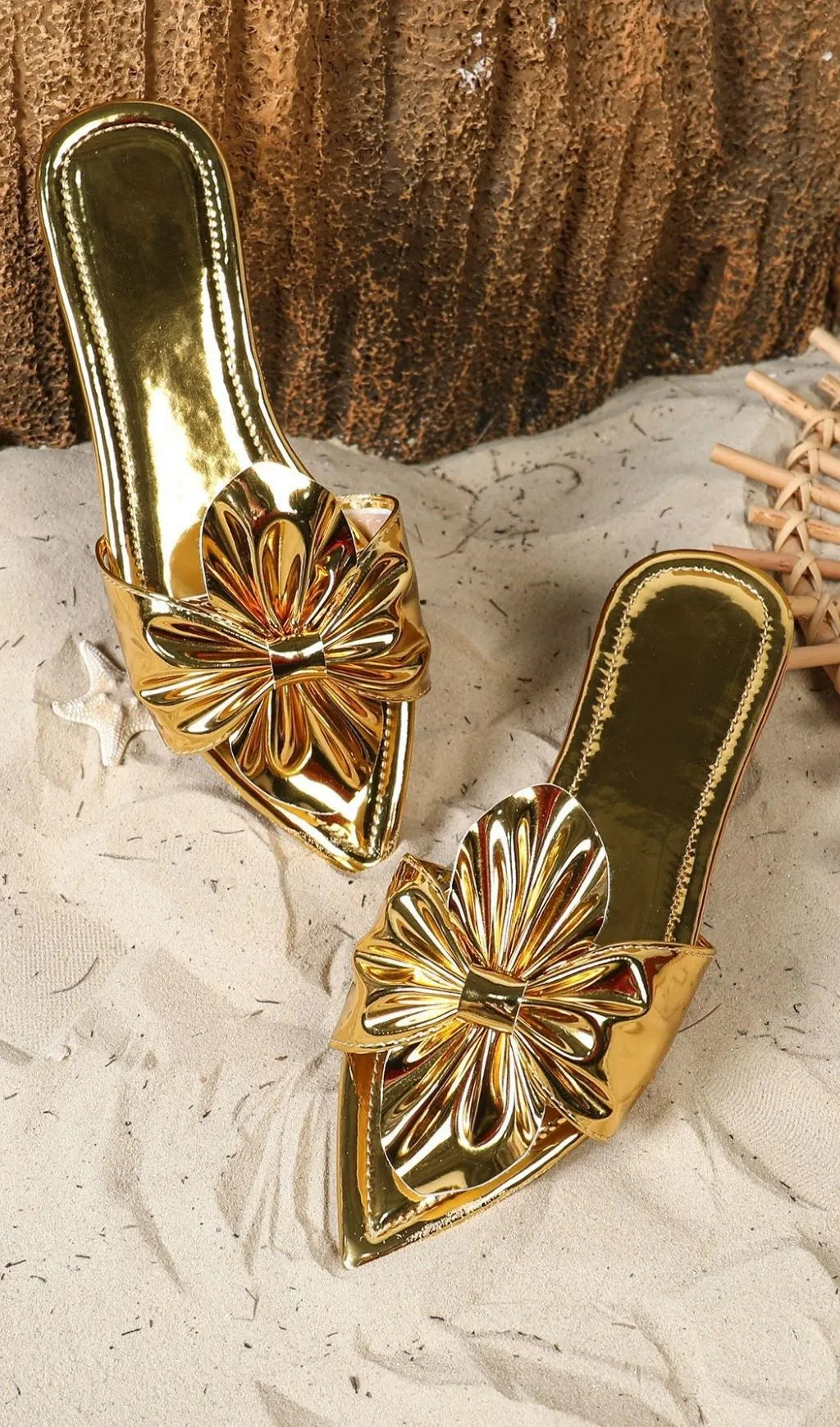 Kyri Gold Bow Sandals Flowering Girl