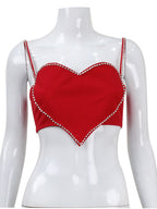 Ayako Emebellished Heart Crop Top Flowering Girl
