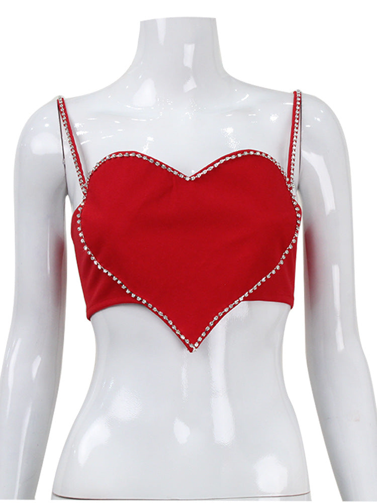 Ayako Emebellished Heart Crop Top Flowering Girl