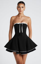 Juno Mini Dress - Black/White Flowering Girl