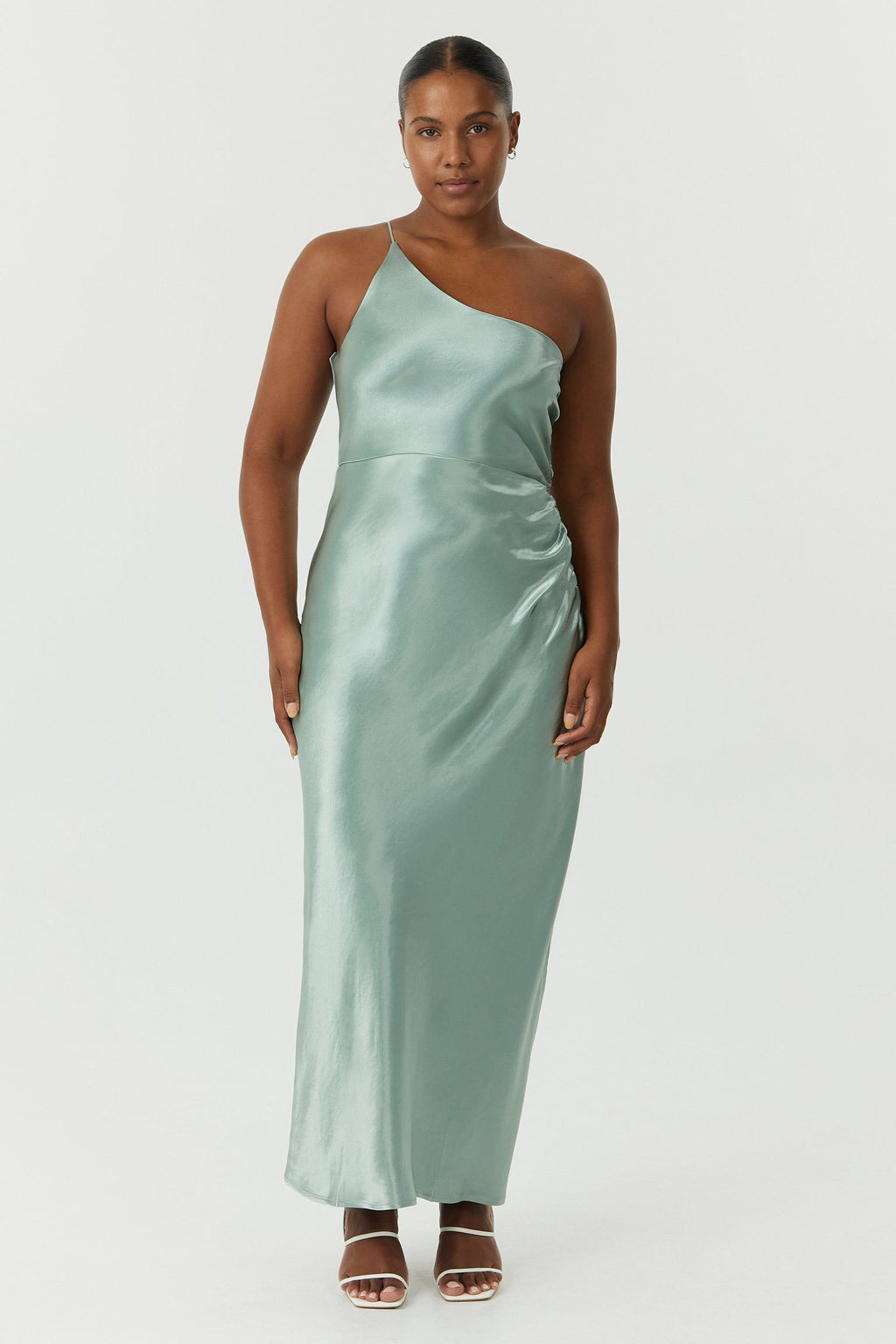 Satin Gather One Shoulder Dress | Wave Flowering Girl