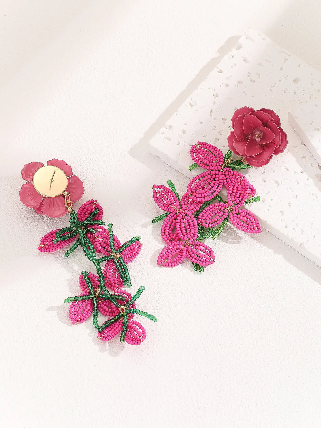 Cybele Rose Red Flower Earrings Flowering Girl