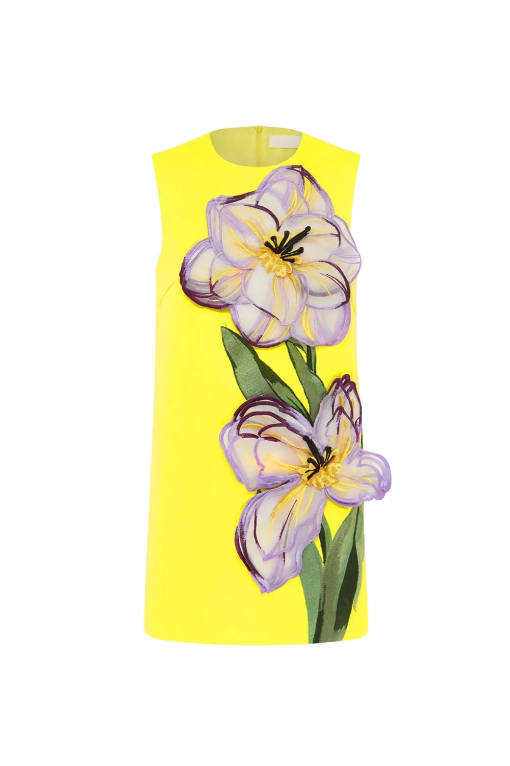 Yvonne Appliqué Floral Mini Dress in Yellow Flowering Girl
