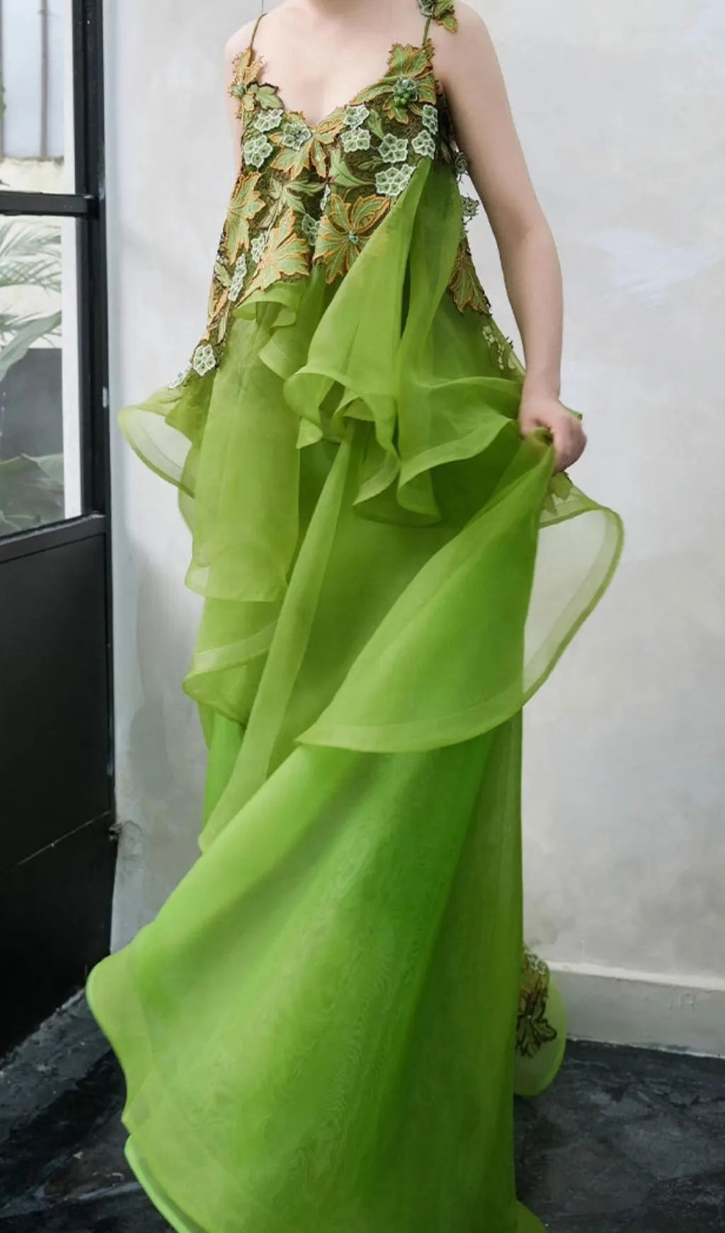 Kenda Green Embellished Maxi Dress Flowering Girl