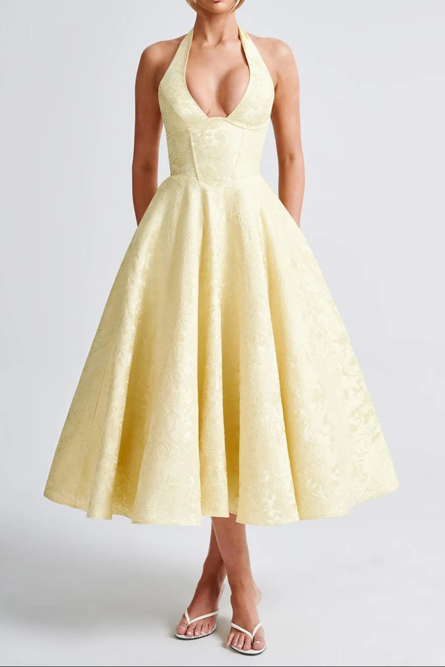 Effie Midi Dress - Lemon Flowering Girl