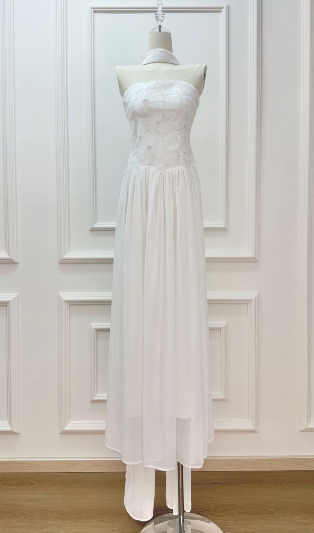 Kenley White Strapless Flower Maxi Dress Flowering Girl