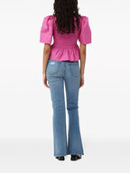 PINK SHIRRED PEPLUM BLOUSE Flowering Girl