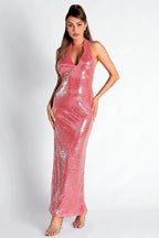 Necho V-Neck Backless Sequin Dress Flowering Girl