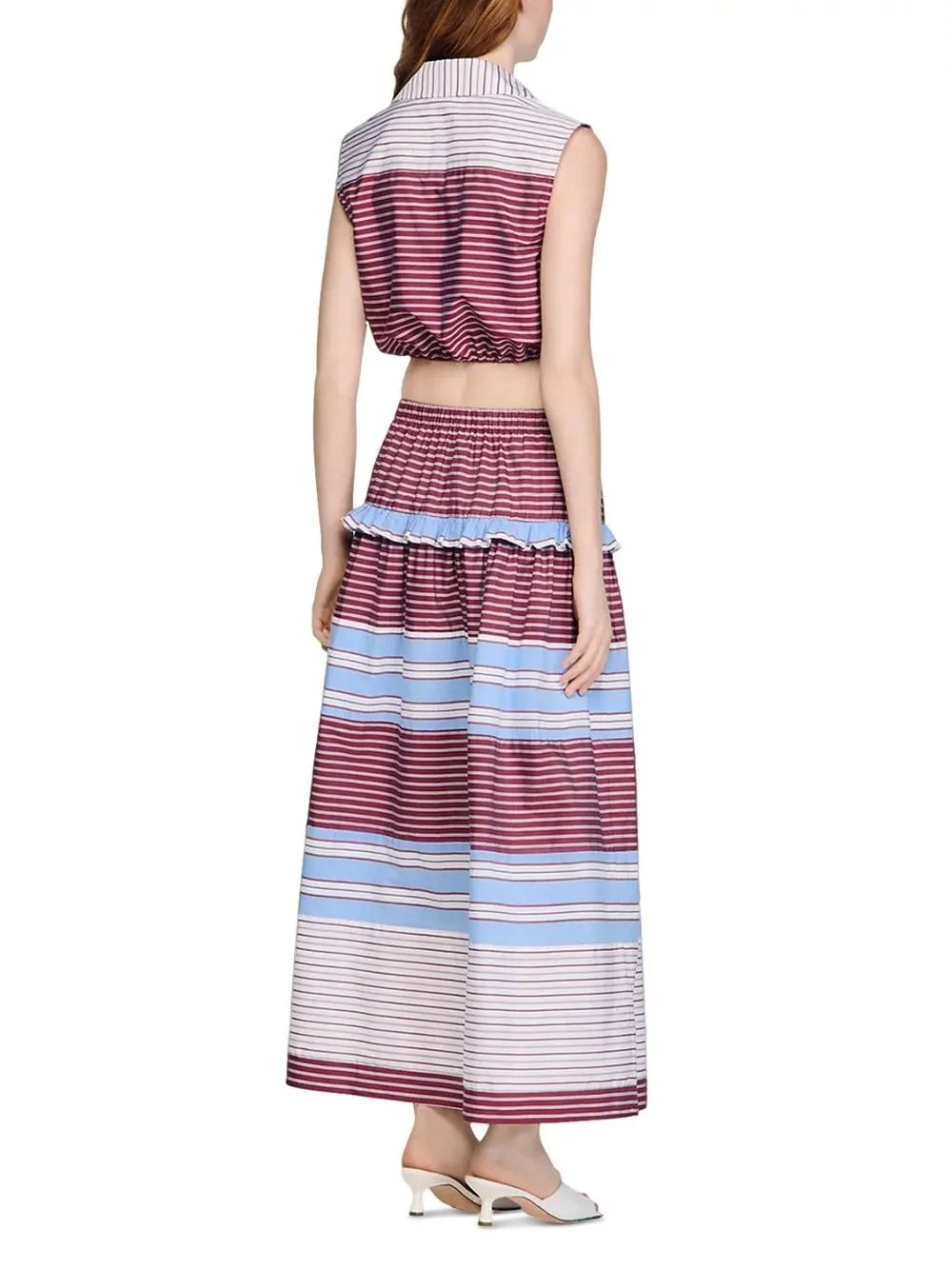 Cropped Striped Cotton Shirt Flowering Girl