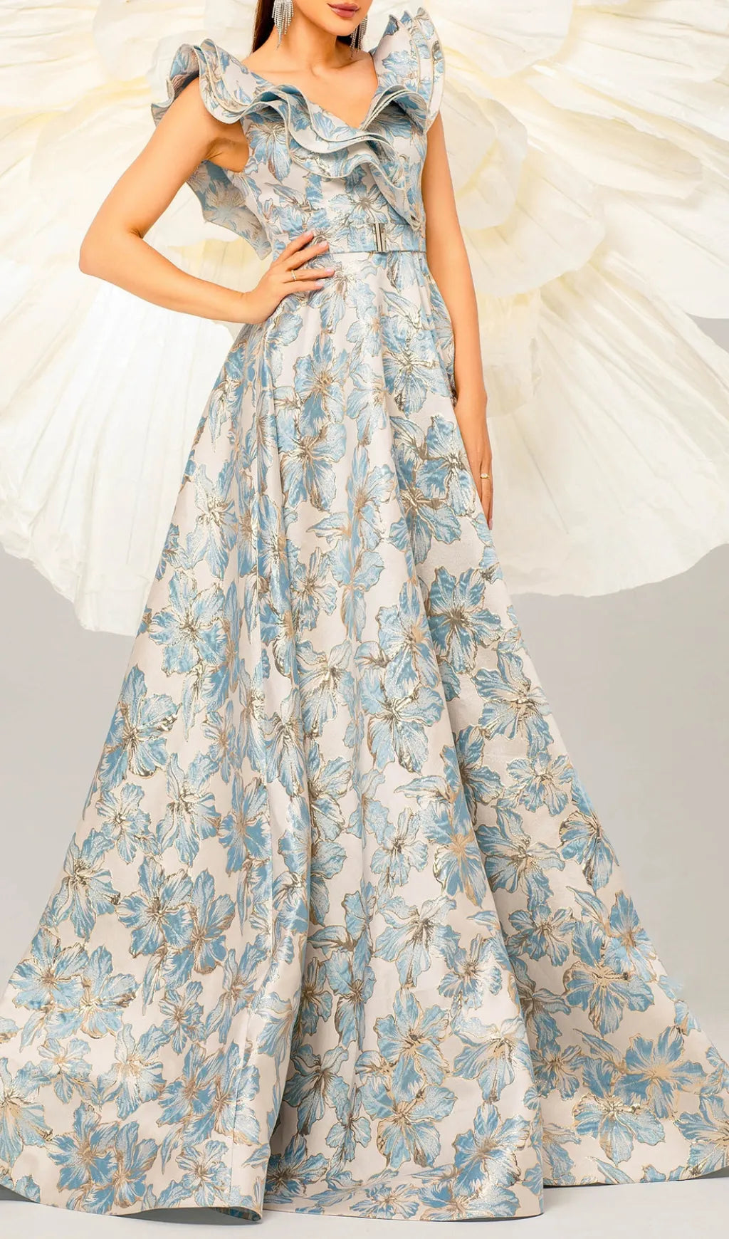 Caron Ruffle Flower Maxi Dress Flowering Girl