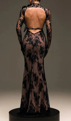Varnelis Backless Pearl Lace Maxi Dress Flowering Girl