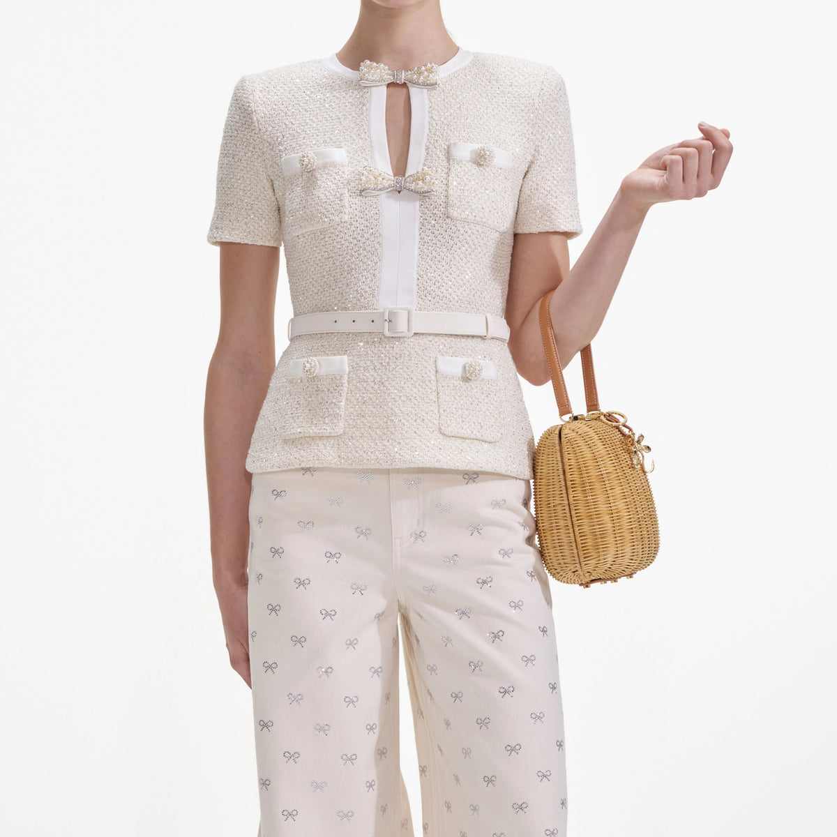 Vicky Cream Sequin Knit Top Flowering Girl