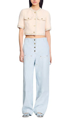 Short Sleeve Tweed Jacket Flowering Girl