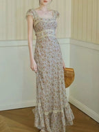 Micaela Blue Floral Lace Maxi Dress Flowering Girl