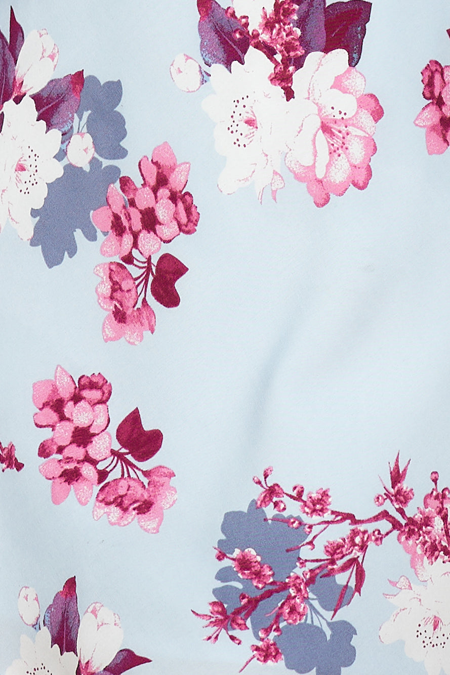 print satin mini dress in blue Flowering Girl