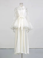 Miori White Lace Top & Maxi Dress Set Flowering Girl
