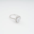 Émilienne Sterling Silver Rectangular Zircon Gemstone Ring Flowering Girl