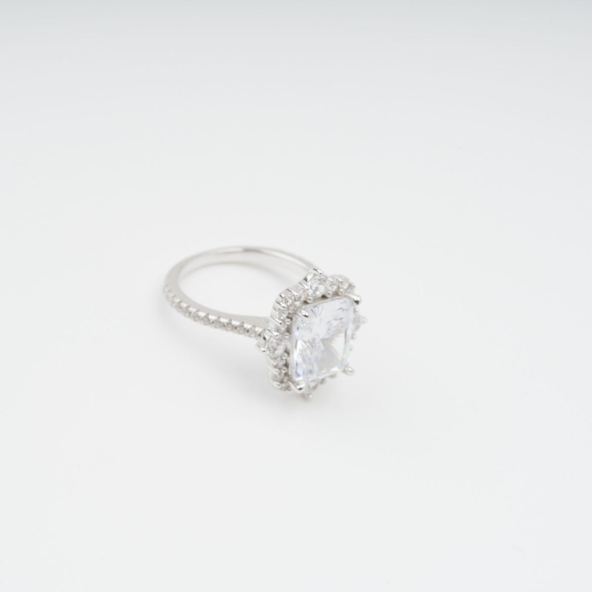 Émilienne Sterling Silver Rectangular Zircon Gemstone Ring Flowering Girl