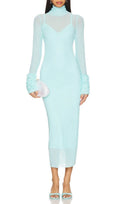Fabunni Long Sleeve Mesh Midi Dress Flowering Girl