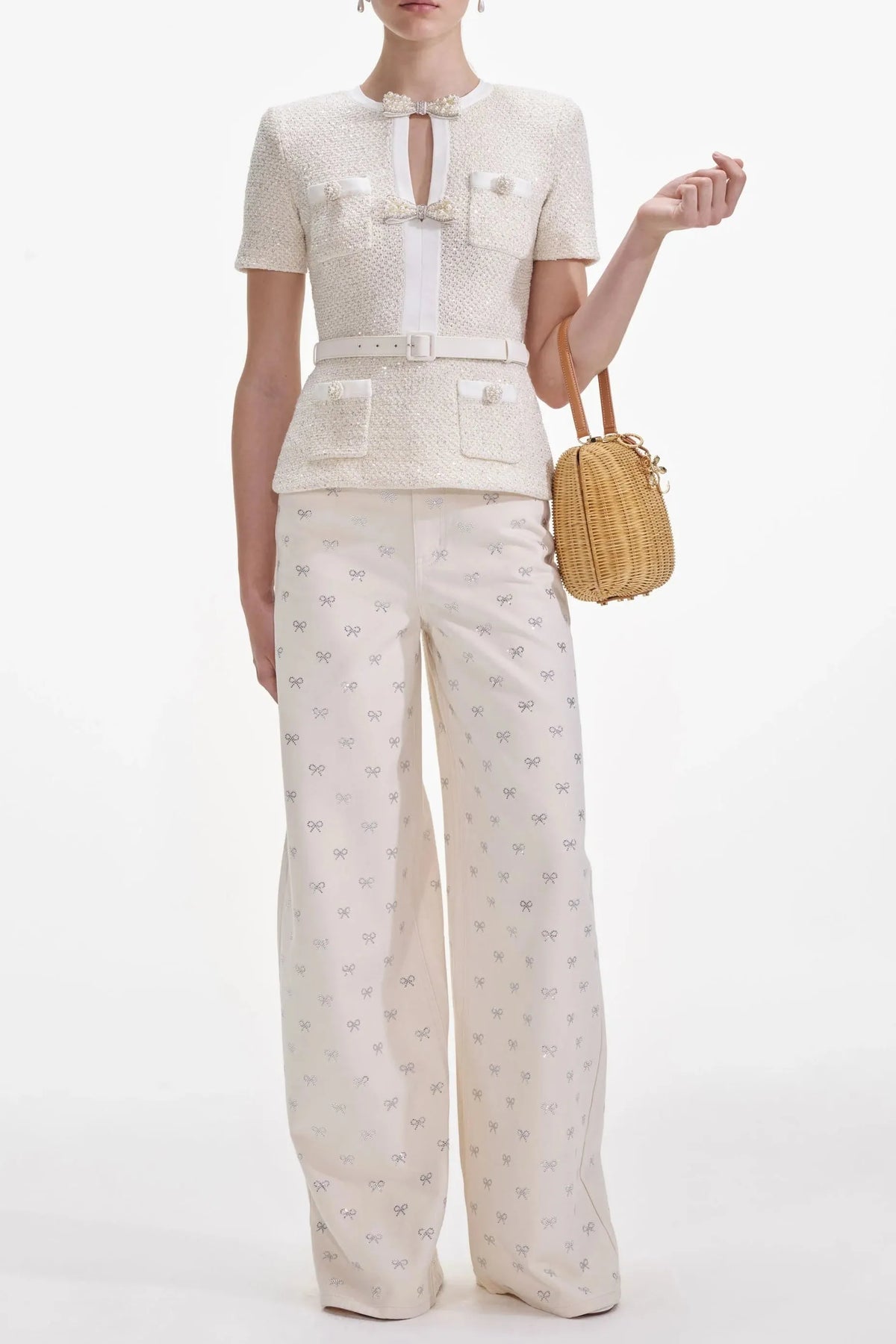 Vicky Cream Sequin Knit Top Flowering Girl