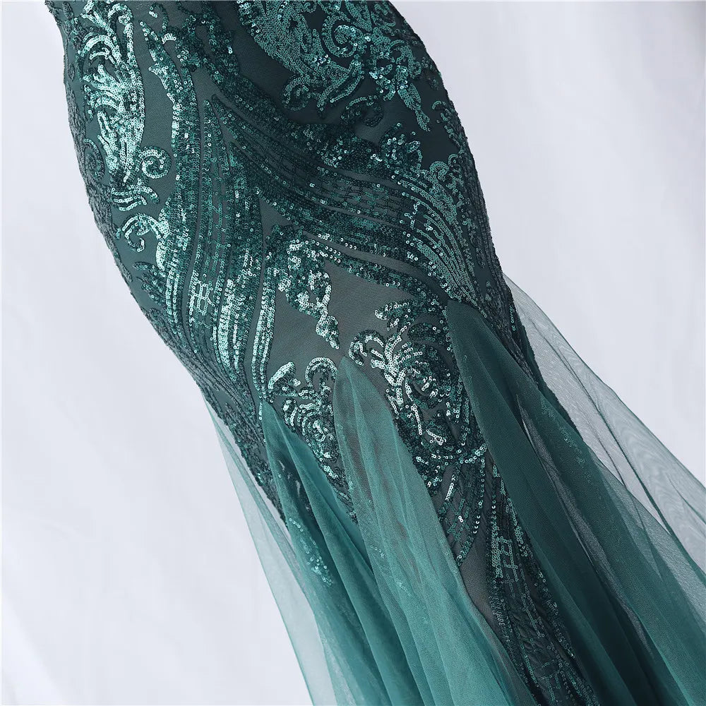 Choire Green Sequin Feather Maxi Dress Flowering Girl