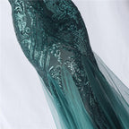 Choire Green Sequin Feather Maxi Dress Flowering Girl