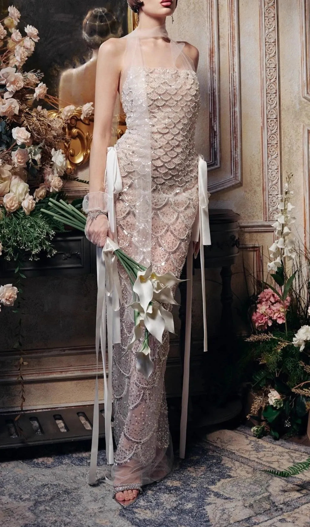 Jenna Sequin Backless Maxi Dress Flowering Girl