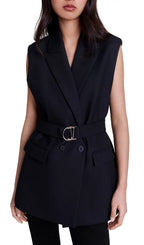 Vollye Belted Sleeveless Blazer Flowering Girl