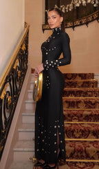 Ishana Black Long Sleeve Embellished Maxi Dress Flowering Girl