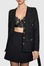 Emilia Sequin Embellished Cardigan - Black Flowering Girl