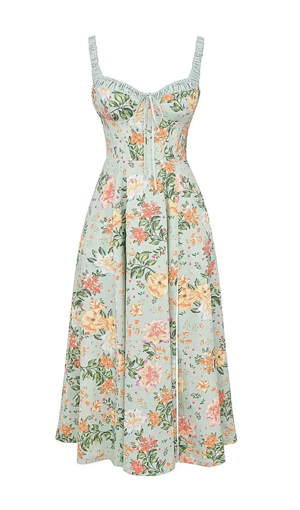 Light Jade Print Bustier Sundress Flowering Girl