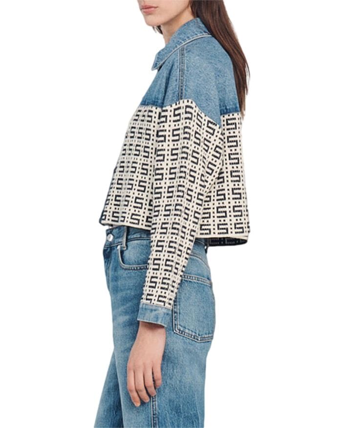 CORDOUE LOGO JACQUARD DENIM CROPPED JACKET Flowering Girl